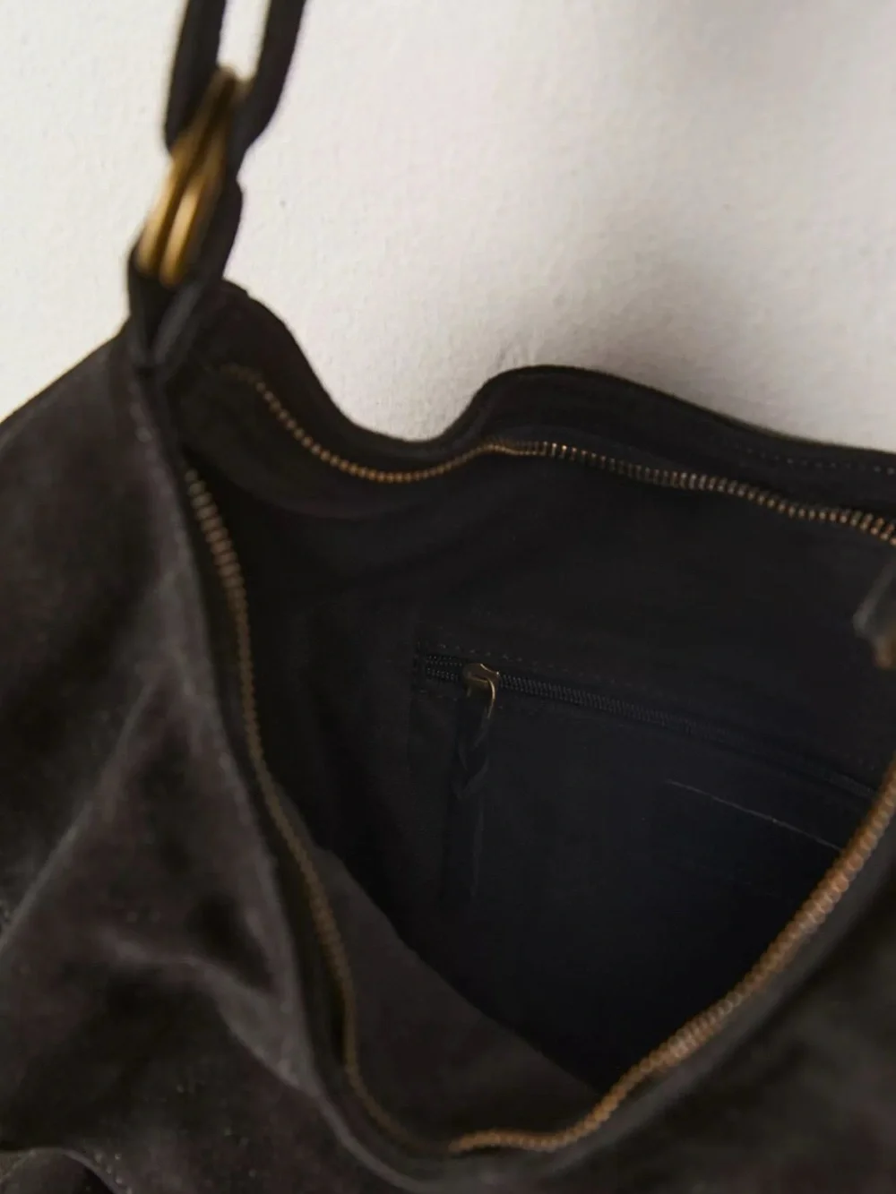 Free People Black Suede Hobo Shoulder Bag